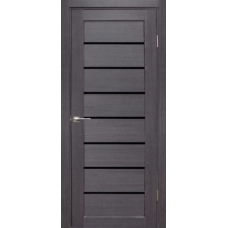 Дверь межкомнатная Дубрава Сибирь Форет ЛИНИЯ Дуб грей, стекло черное